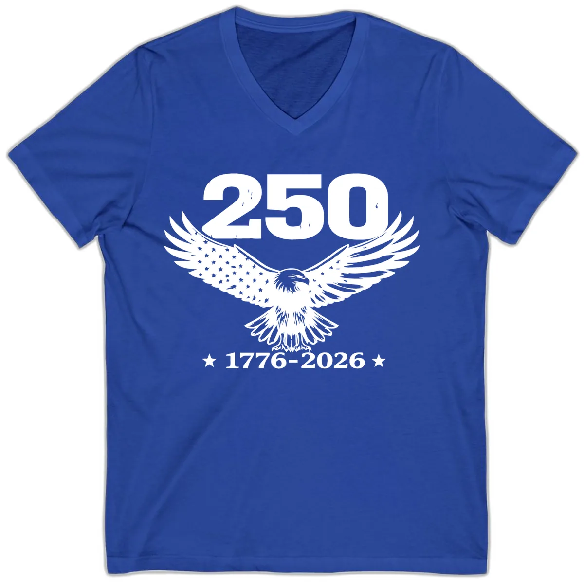 America 250th Anniversary Eagle Design V-Neck in True Royal